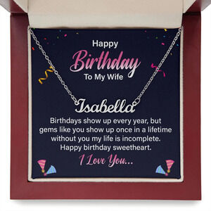To My Wife Birthday Message Gem Like You Personalized Name Necklace Stainless